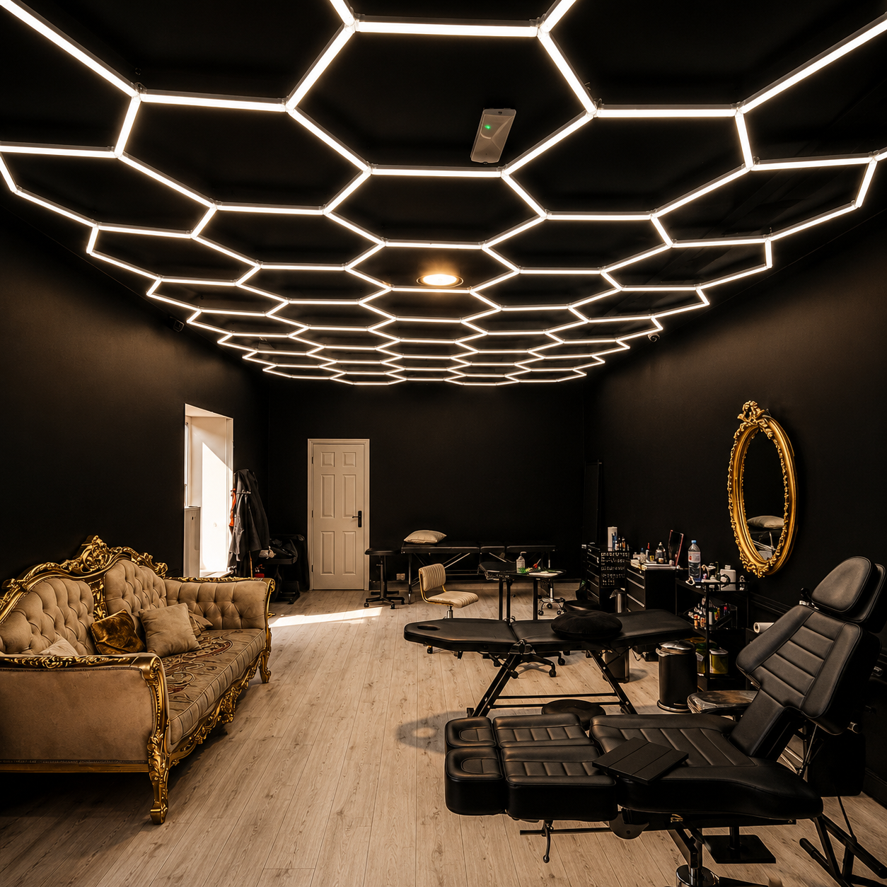 Inside the studio — hexagon lights